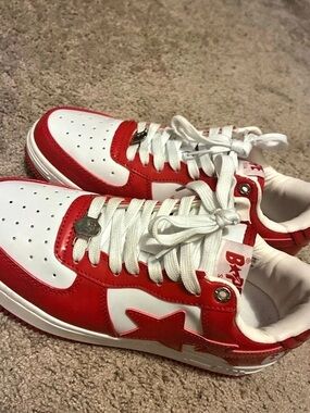 BAPE STA Red & White Sneakers Like New